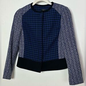 Ann Taylor Women's 2P Petite Blazer Blue Black
Houndstooth Cotton Wool LS